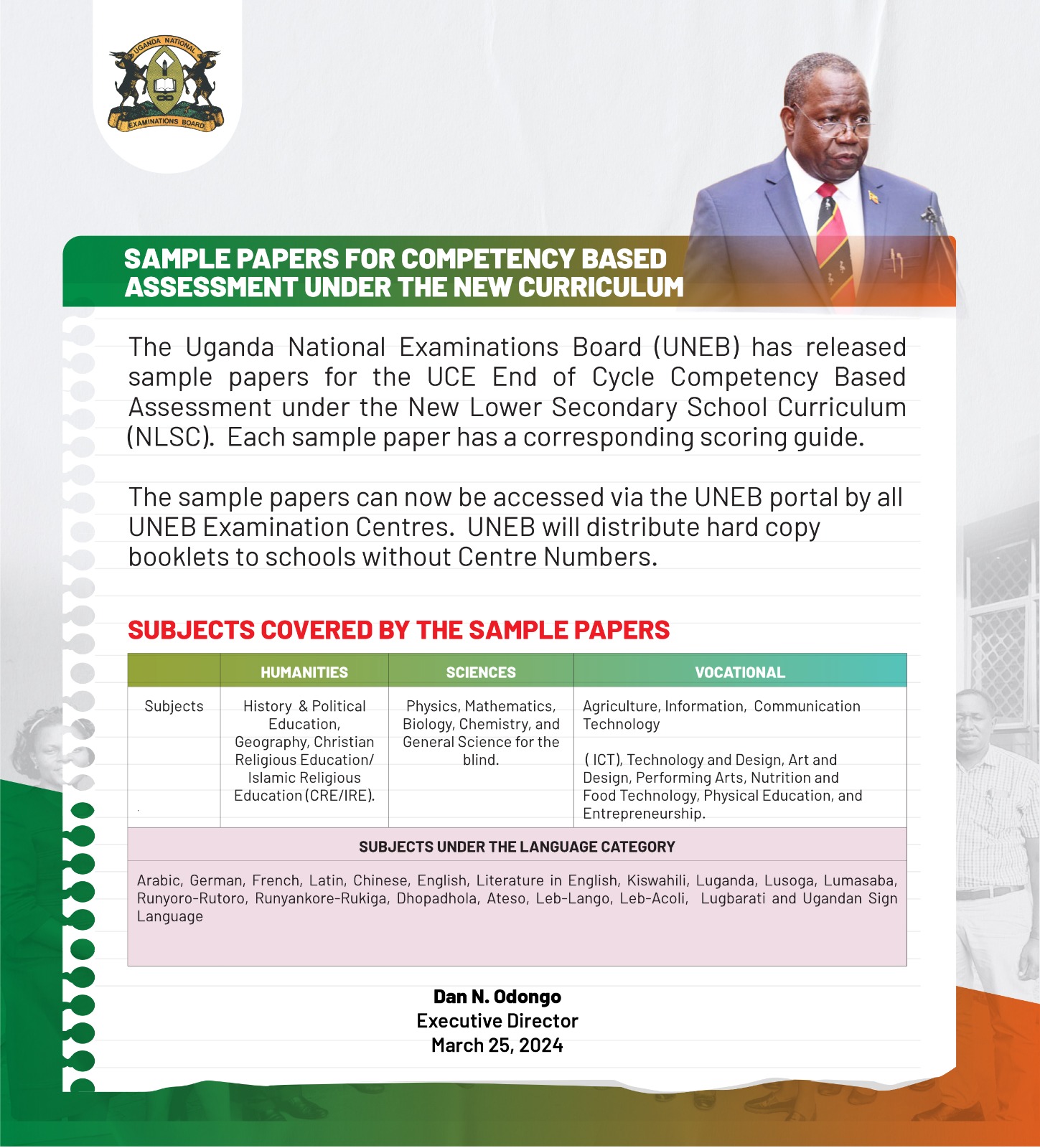 Sample Papers for New Lower Secondary Curriculum Released UNEB